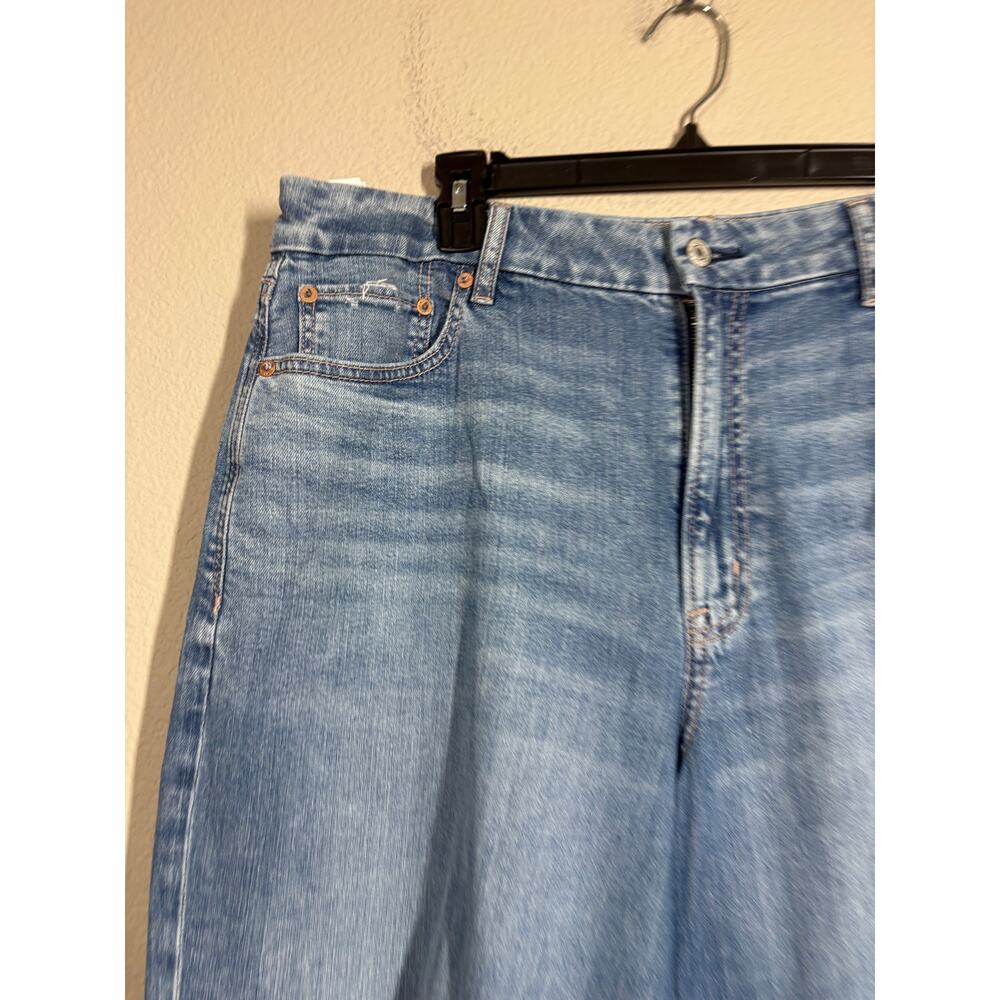 American Eagle Size 18 W34 Curvy Dreamy Drape Baggy Wide Leg Jeans Blue Stretch - Picture 5 of 12